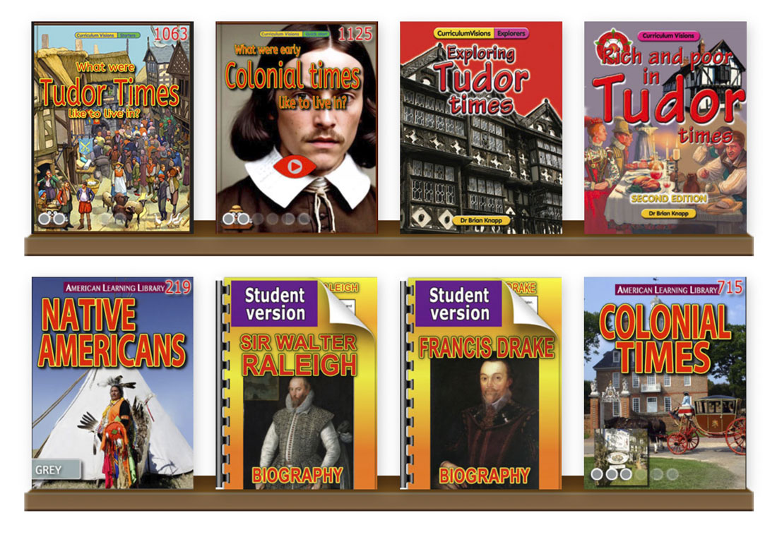 Curated library shelves for Tudor Discovery