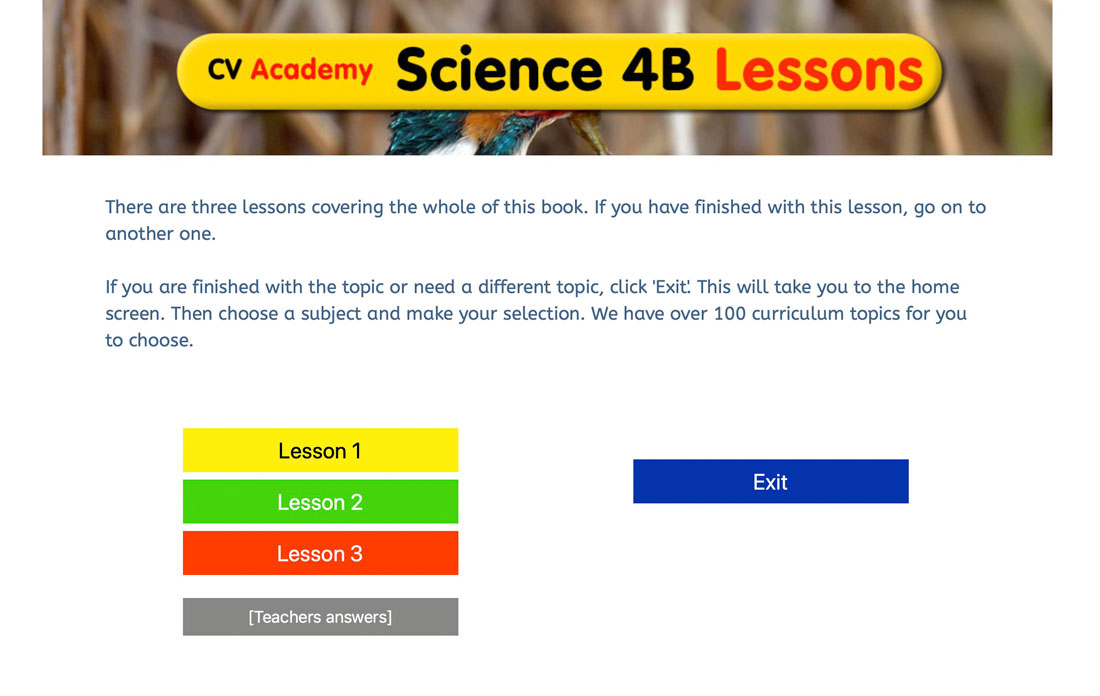 Lesson listing and worksheets