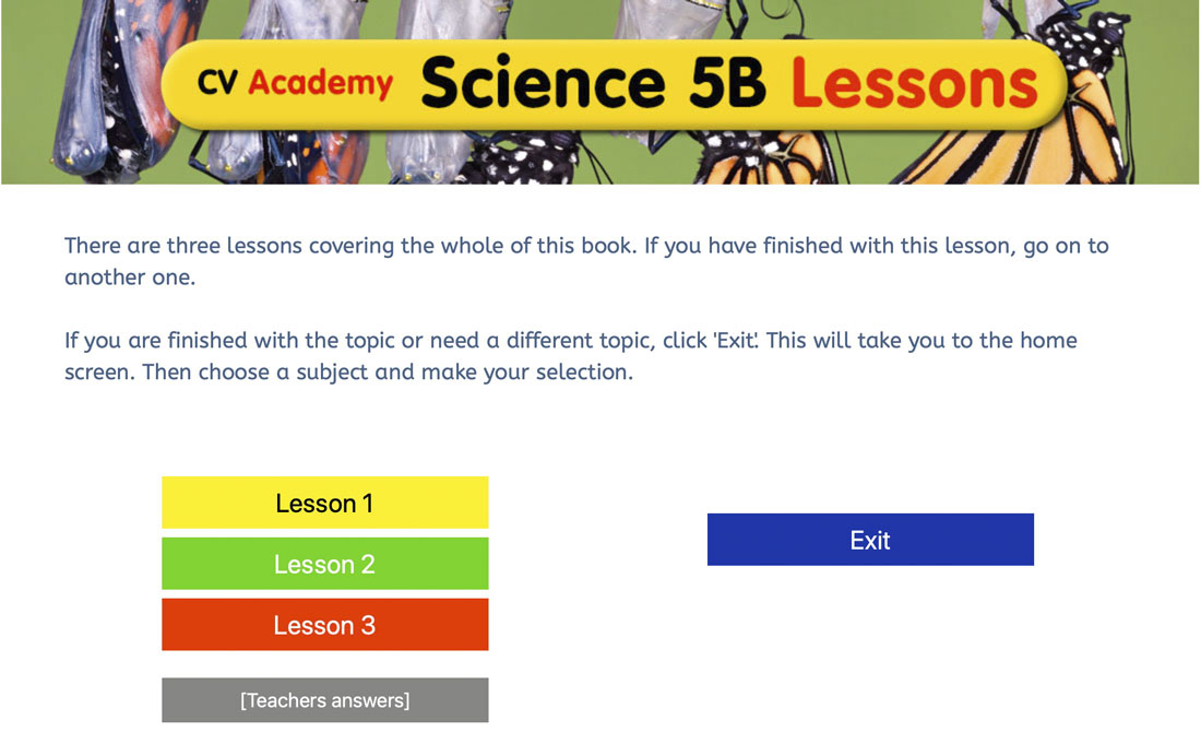 Lesson listing and worksheets