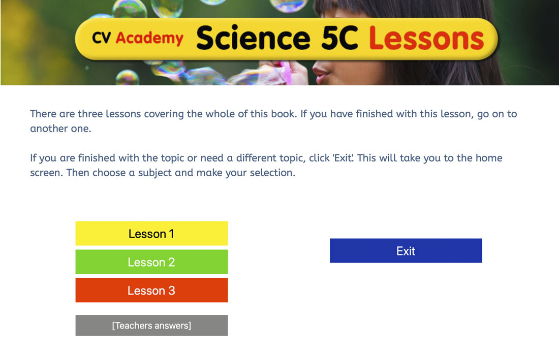 Lesson listing and worksheets