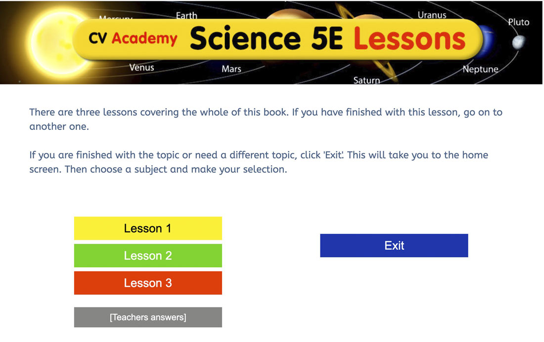 Lesson listing and worksheets