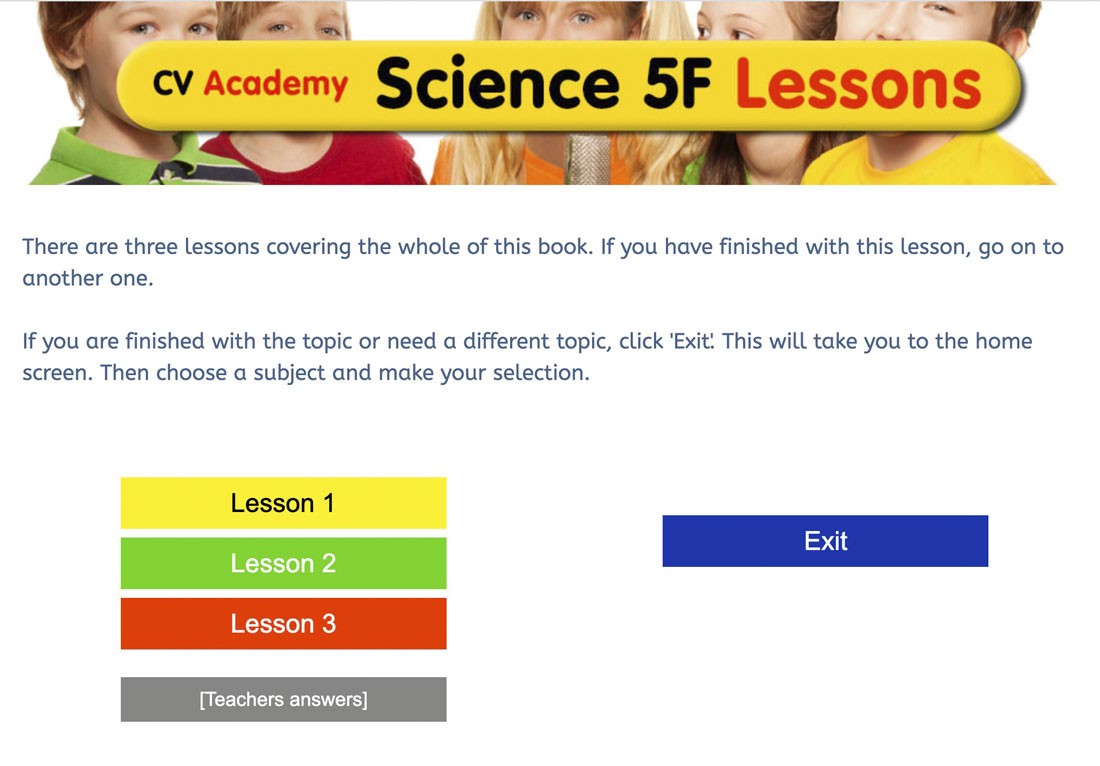 Lesson listing and worksheets