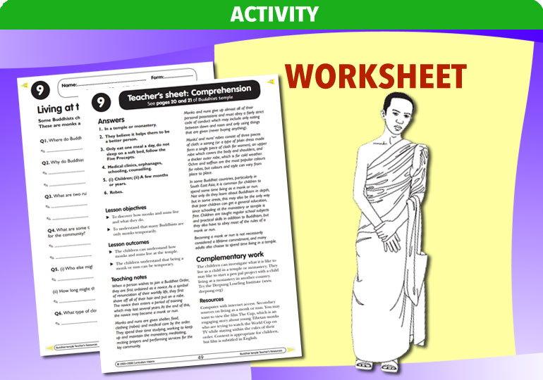 Curriculum Visions teacher buddhist buddhism religion religious worksheet resource